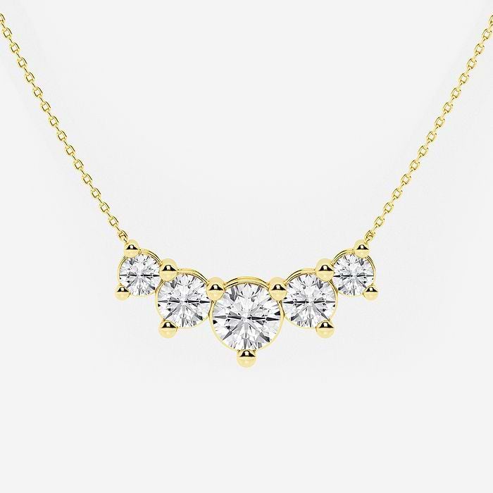 Five Stone Demi Eternity Round Fashion Necklace